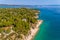 View of Fava Beach at Chalkidiki, Greece. Aerial Photography