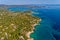 View of Fava Beach at Chalkidiki, Greece. Aerial Photography