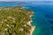 View of Fava Beach at Chalkidiki, Greece. Aerial Photography