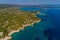 View of Fava Beach at Chalkidiki, Greece. Aerial Photography