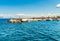 View of Favignana harbor, one of the Egadi Islands in the Mediterranean Sea in Sicily.