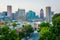 View of Federal Hill row houses and the Inner Harbor, in Baltimore, Maryland