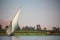 View of feluka boat sailing in the Nile river close to Luxor harbor, Egypt