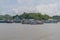 View from the ferry to Waisai at Sorong with boats and houses