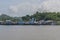 View from the ferry to Waisai at Sorong with boats and houses