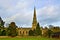 View from the field, of St Oswald`s Church, Ashbourne, in Derbyshire.