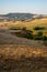 View of the fields near Tavullia at morning after the sunrise, Marche, Italy