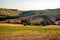 View of the fields near Tavullia at morning after the sunrise, Marche, Italy