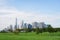 A view of Financial district in Lower Manhattan seen from Governors Island. Aerial of downtown Manhattan