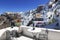 View of Fira town from the terrace cafe, Santorini