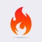 View of a fire icon isolated on a white background