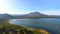 View Of Fish Cages In The Middle Of The Blue Water Of Lake Batur