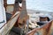 View of the fishery working deck of a small Black Sea seiner