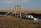 A view of fishing boat on Thornham Marsh, North Norfolk.