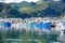 View of fishing boats at Rausu Fishing Port