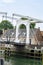 View on fishing harbor and old Dutch houses and tower in Zierikzee, historical town in Zeeland, Netherlands