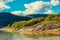 View of the fjord. Rocky seashore