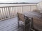 View of fjord from snow covered terrace