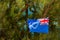 View of the flag of the Cook Islands, Rarotonga, Aitutaki, Cook Islands. With selective focus