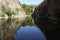 View of a flooded and old limestone mine