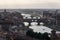 View of Florence in the evening light with the Ponte Vecchio bridge