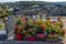 View of the flowery cemetery Bernay, Normandy, France