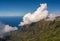 View of the fluted rocks of the Na Pali coast from the Kalalau overlook on Kauai, Hawaii