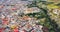 View from flying drone. Aerial morning cityscape of Gravina in Puglia tovn. Attractive spring landscape of Apulia, Italy, Europe.