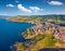 View from flying drone. Awesome spring cityscape of Castelsardo port. Aerial view of Sardinia island, Province of Sassari, Italy,
