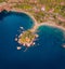 View from flying drone of Bella island.