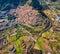 View from flying drone. Colorful spring cityscape of Morano Calabro town. Picturesque morning scene of  Italy, Europe. Beautiful w