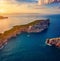 View from flying drone. Fabulous summer view of Caccia cape. Aerial morning scene of Sardinia island, Italy, Europe. Impressive se
