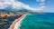 View from flying drone. Panoramic morning view of popular italian destination - Guidaloca beach, Scopello location, Sicily, Europe