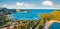 View from flying drone. Panoramic summer view of Rondinara beach. Magnificent  morning seascape of Mediterranean sea. Bright scene