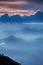 View of the foggy valley in Sierra Nevada de Santa Marta, Cordillera, Colombia  dramatic scene, beautiful world,scenic view with