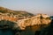 View from Fort Lovrijenac to wall Dubrovnik Old town in Croatia, travel background.