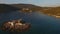 View of the fort on the Mamula island, yachts in the bay, Lustitsa peninsula and Arza fortress