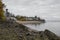 View on fort `Reef`, fortifications of Kronstadt, and gulf of Finland.