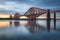 View of Forth Rail Bridge at sunset railway bridge over Firth of