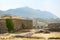 View of Fortress Rozafa near Shkodra city in amazing valley among mountains in Albania. Ancient stone walls and towers of bastion