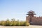 View of fortress wall and watchtower at the historical site of Yang Pass, in Yangguan, Gansu, China