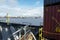 View from forward mooring station of container vessel on the port of Paranaguá.