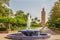 View at the fountain with Koutoubia minaret in Marrakesh ,Morocc