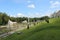 View of the fountains of the Lower Park and Voronikhinsky colonnades in Peterhof