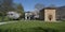 View of the foyer in the Baden Baden spa gardens with a blossoming cherry tree. . Baden Wuerttemberg, Germany, Europe