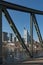 View of Frankfurt am Main skyline and Eiserner Steg bridge