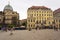 View from Frauenkirche towards An der Frauenkirche Street with Academy of Fine Arts in Dresden, Germany