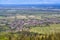 View from Fremersberg to the town of Sinzheim with the Rhine valley near Baden Baden. In the background the Vosges.  Baden