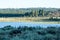 View of Frenchman lake over sagebrush landscape