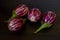 View of fresh brinjals group on kitchen table